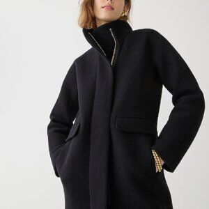 NWT J.Crew Cocoon Coat in Italian Stadium-Cloth, Black Sz 12